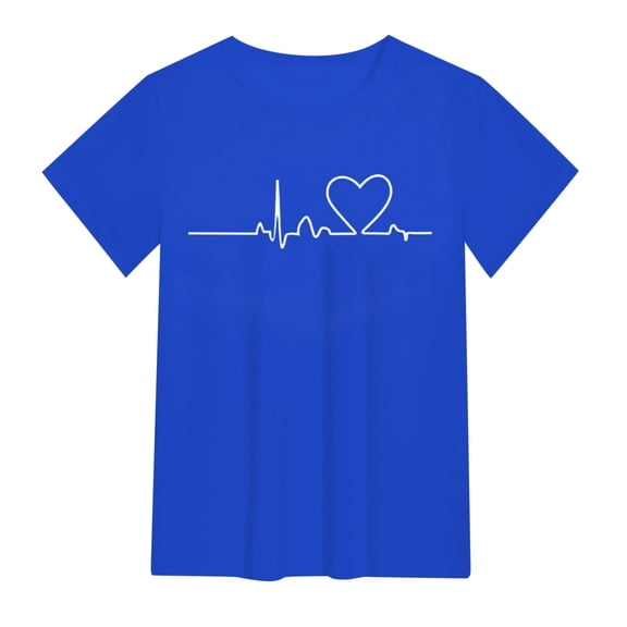 ZHENHONG Graphic Tees for Women, Women's Spring/Summer Love Printed Loose Casual Short Sleeved T Shirt Going Out Tops