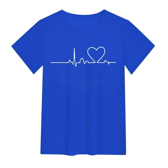 ZHENHONG Graphic Tees for Women, Women's Spring/Summer Love Printed Loose Casual Short Sleeved T Shirt Going Out Tops