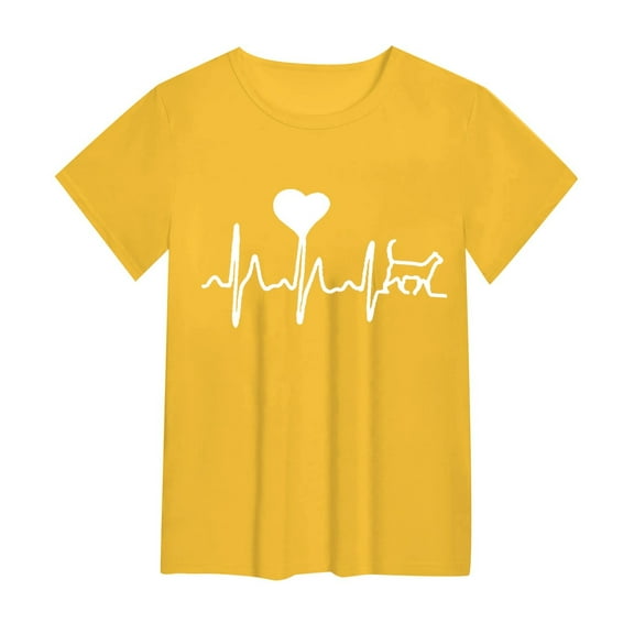 ZHENHONG Graphic Tees for Women, Women's Spring/Summer Love Printed Loose Casual Short Sleeved T Shirt Going Out Tops
