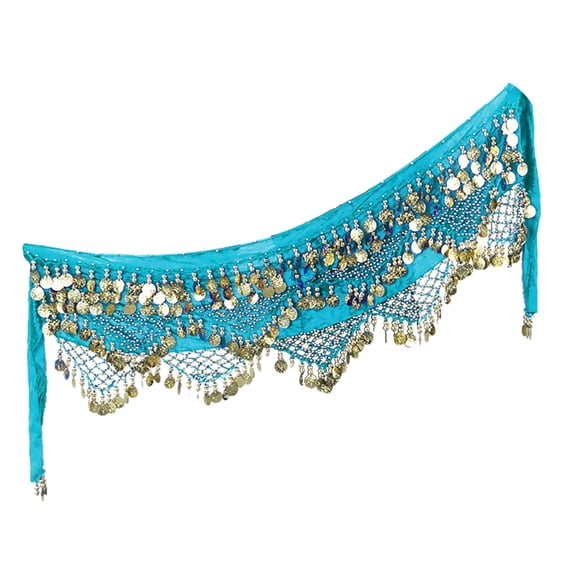 ZHENHONG Lace-Up Belt for Women Carnival Sequin Tassel Waist Chain Hip Scarf Performance Belt Waist Cover Women's Accessories Belt Blue