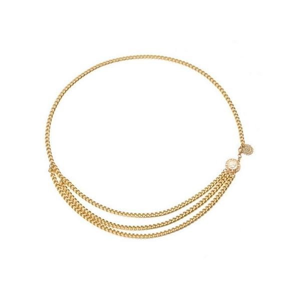 ZHENHONG Lace-Up Belt for Women Vintage Waistband Metal Waist Chain Belt Wide Gold Coins Tassel Band Women's Accessories Belt Gold