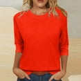 thumbnail image 1 of ZHENHONG Long Sleeve T Shirt Women Womens Tops Casual 3/4 Sleeve Crew Neck Shirts Loose Fit Tunic Blouses Summer Tees,Orange Women Blending Shirts XXL, 1 of 7