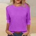 thumbnail image 1 of ZHENHONG Long Sleeve T Shirt Women Womens Tops Casual 3/4 Sleeve Crew Neck Shirts Loose Fit Tunic Blouses Summer Tees,Purple Women Blending Shirts XL, 1 of 7