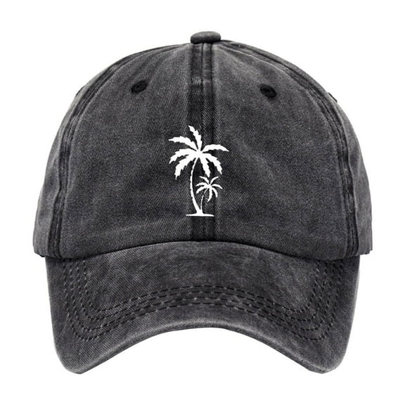 ZHENHONG Mens Baseball Caps Distressed Dad Hats Vintage Cotton Trucker Hat Casual Coconut Tree Printed Visor Hat Black