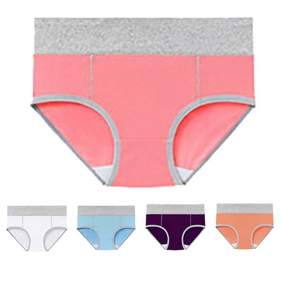 ZHENHONG Mid-Waist Shapewear Panties for Women Cotton Underwear High Waist Stretch Briefs Soft Underpants Ladies Full Coverage Panties 5 Pack