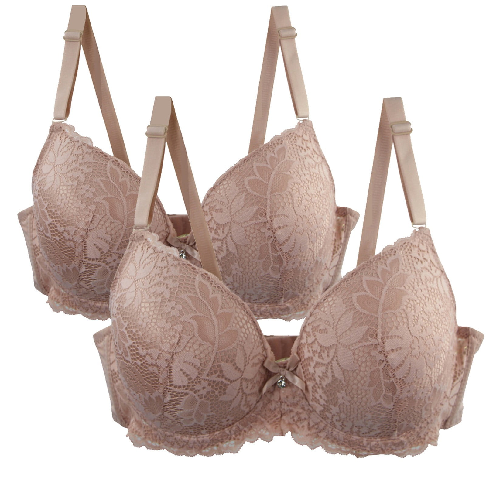 4pcs/Set Women Romantic Lace Simple Seamless Padded Wirefree Bras