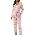 thumbnail image 1 of ZHENHONG Pajamas for Women, Cute Pajama Sets Long Sleeve Sleepwear Button Loungewear Soft 2 Piece Pj Set With Pockets Long Pants, Women's Sleepwear Pink, 1 of 6