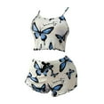 thumbnail image 1 of ZHENHONG Pajamas for Women, Sexy Pajama Set With Butterfly Print Strappy And Short Pants, Women's Sleepwear Blue, 1 of 9