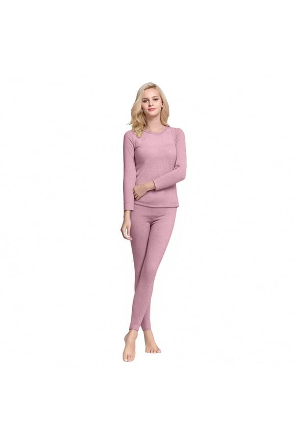 Pajamas for Women, Thermal Underwear Winter Top And Bottoms Ski Underwear Warm Thermal Underwear Set, Women's Sleepwear Pink