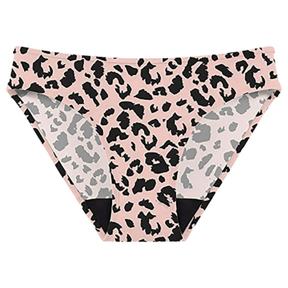 ZHENHONG Period Underwear for Women Fashionable and Casual Mid Waist Leopard Print Menstrual Underwear