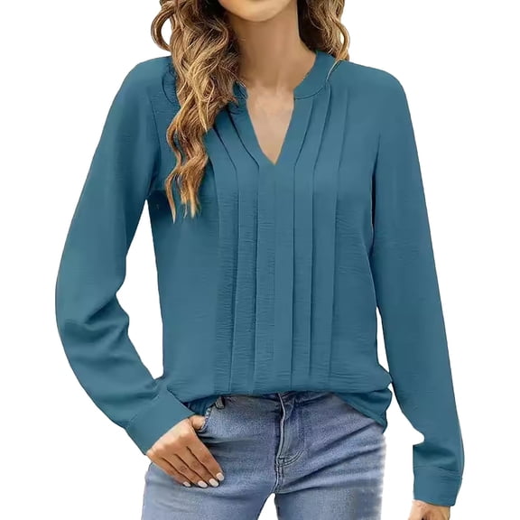 ZHENHONG Plus Size Summer Tops, Europe And The United States Blouse Temperament Long Sleeve Sweet Top V Neck Design Feeling Shirt Going Out Summer Tops