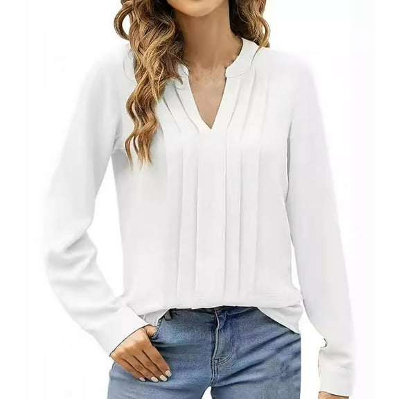 ZHENHONG Plus Size Summer Tops, Europe And The United States Blouse Temperament Long Sleeve Sweet Top V Neck Design Feeling Shirt Going Out Summer Tops