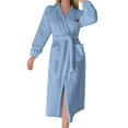 thumbnail image 1 of ZHENHONG Robes for Women, Ladies' Flannel Plush Heart Shaped Bathrobe With Pockets And Belted Bathrobe, Women's Sleepwear Blue, 1 of 4