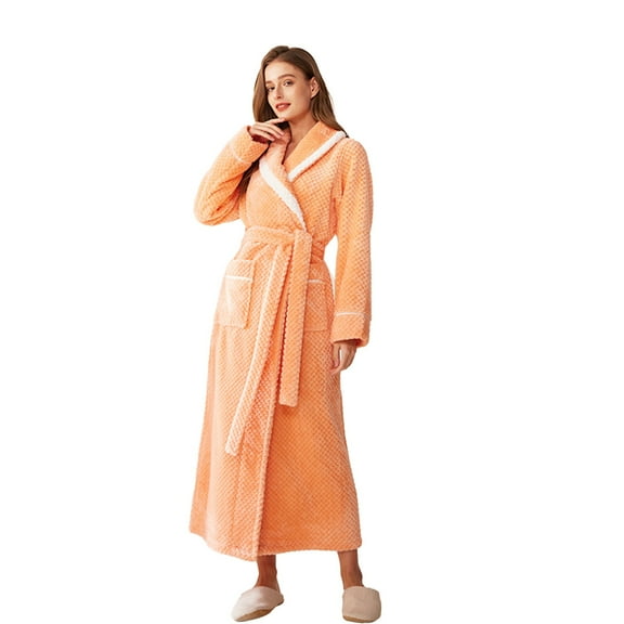 ZHENHONG Robes for Women, Pajamas s Winter Fall Flannel Thick Thermal Thick Cardigan Pajamas Loungewear Robes Robe , Women's Sleepwear Orange