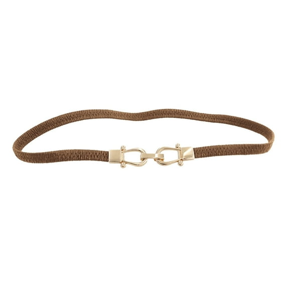 ZHENHONG Rope Belt for Women Inset Style Gold Hook Decorative Slim Waistband Elastic Small Waist Chain Women's Accessories Belt Brown
