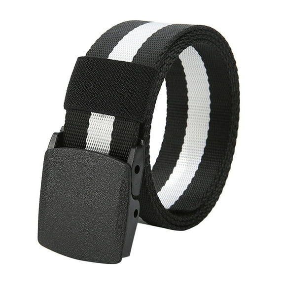 ZHENHONG Sash Belt for Men Long Canvas Nylon Web Waistband Plain Modern Buckle Belt Men's Accessories Belt Black