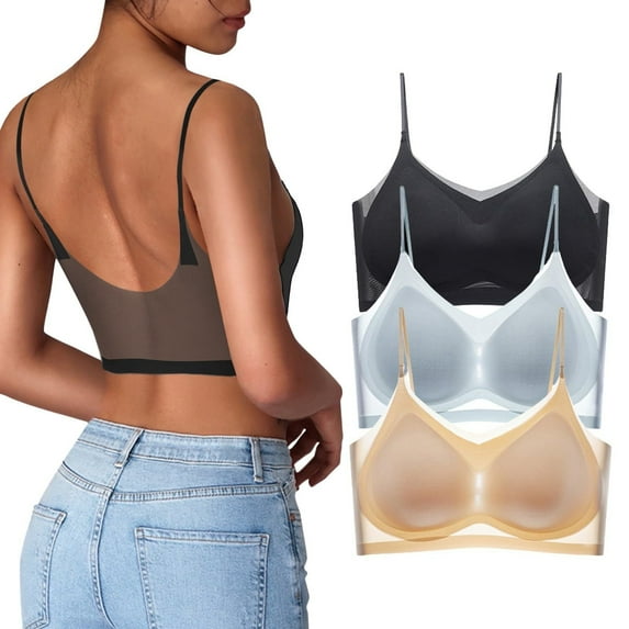 ZHENHONG Seamless Ultra Thin Ice Silk Bra Breathable Ice Silk Daily Bra with Removable Pads 3 Packs Ice Silk Comfortable Bra Wireless Bras for Women