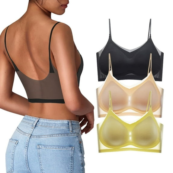 ZHENHONG Seamless Ultra Thin Ice Silk Bra Breathable Ice Silk Daily Bra with Removable Pads 3 Packs Ice Silk Comfortable Bra Wireless Bras for Women