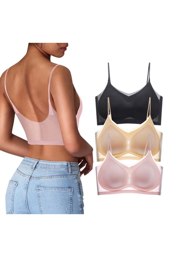 Seamless Ultra Thin Ice Silk Bra Breathable Ice Silk Daily Bra with Removable Pads 3 Packs Ice Silk Comfortable Bra Wireless Bras for Women