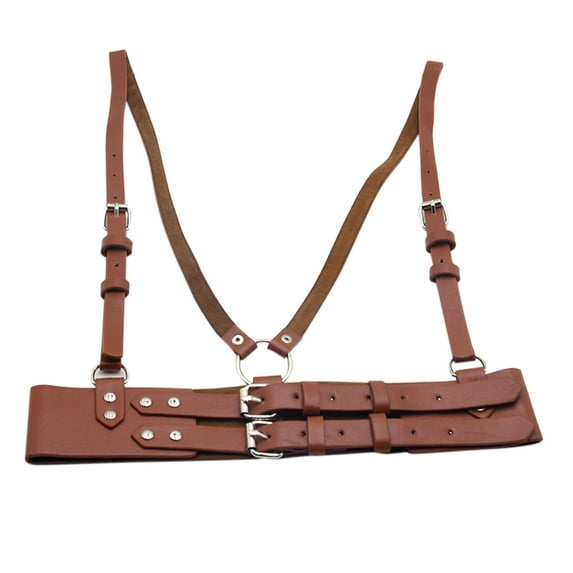 ZHENHONG Skinny Belt for Women Elastic Corset Belt Wide Leather Waistband Double Buckle Punk Dress Belt Women's Accessories Belt Brown