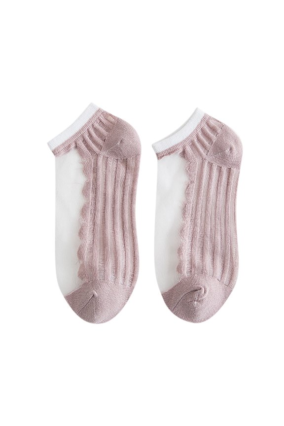 Slipper Socks for Women Crystal Tulle Pearl Summer Socks Women Transparent Lace Elastic Ultra Thin Silk Stockings Short Women Nylon