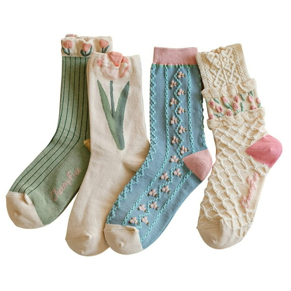ZHENHONG Slouch Socks for Women Mid Socks with Japanese Lace and Bubble Mouth Thigh-high Stockings