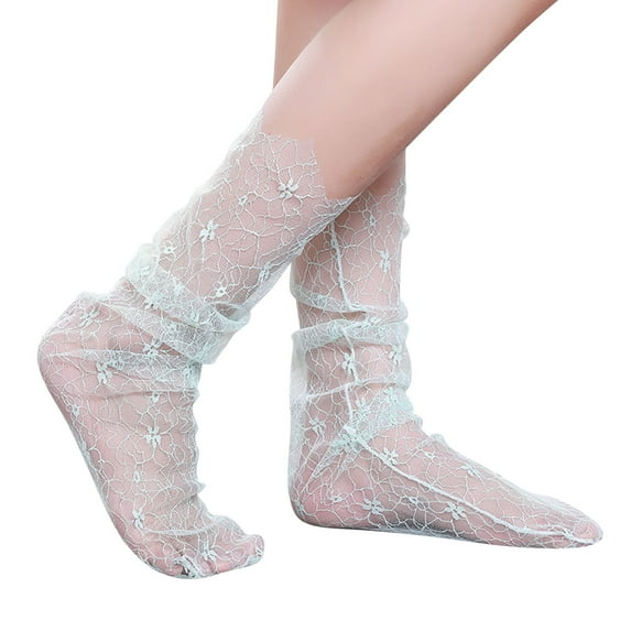 ZHENHONG Slouch Socks for Women Spring And Summer Simple Adult Socks Breathable Fashion Trend Broken Flower Pile Socks Skin Color Printed Socks