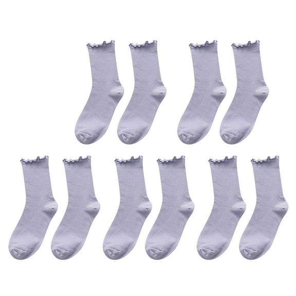 ZHENHONG Stockings for Women 5pc Women's Socks Ruffle Cuff Casual Socks Cute And Comfortable Knitted Ruffled Socks For All Seasons