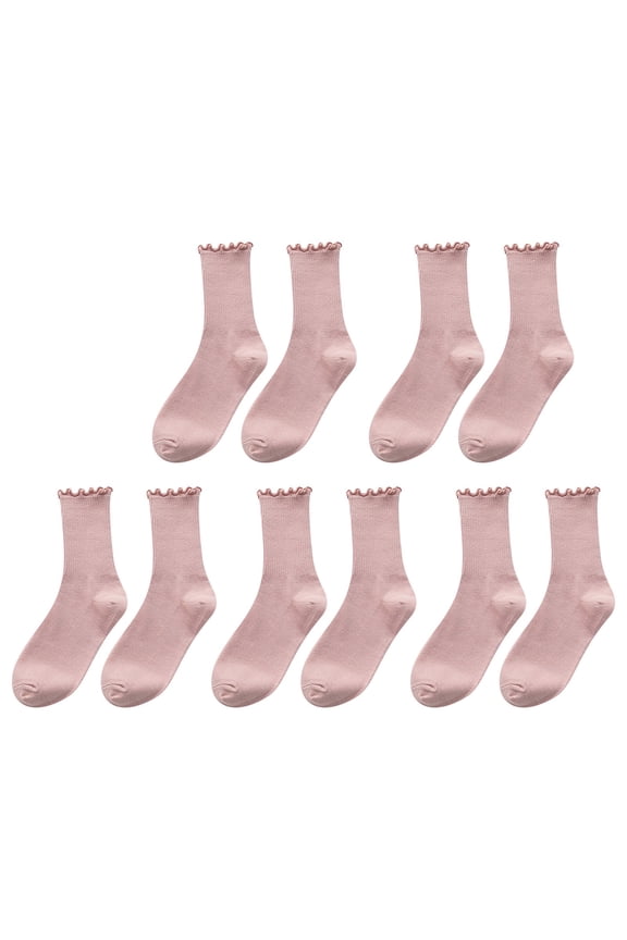 Stockings for Women 5pc Women's Socks Ruffle Cuff Casual Socks Cute And Comfortable Knitted Ruffled Socks For All Seasons