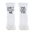thumbnail image 1 of ZHENHONG Stockings for Women Don't Follow Me I Am Lose Too Socks Cotton Socks Fun Printing Medium Long Socks, 1 of 3