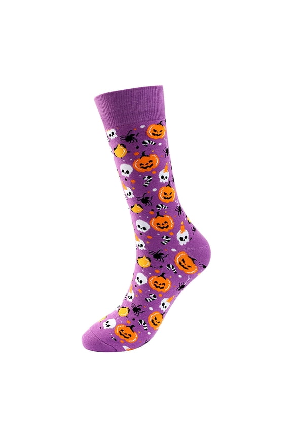 Pilates Socks for Women, Fuzzy Novelty Pumpkin Bat Printed Cotton Fall Stocking Happy Halloween Gifts, Women's Accessories Socks White