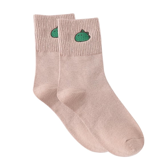 ZHENHONG Stockings for Women Little Dinosaur Cute Fun Casual Mid-length Tube Socks Ladies Socks