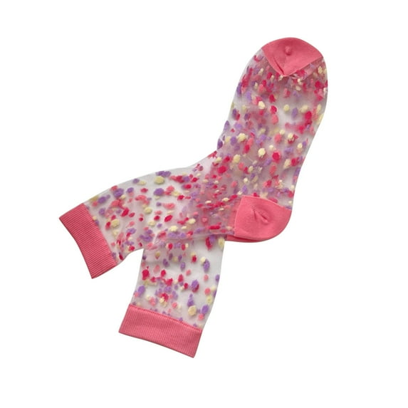 ZHENHONG Stockings for Women Women's Dot Glass Thin Socks Dot Medium Tube Socks Transparent Socks