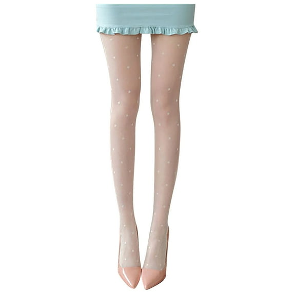 ZHENHONG Stockings for Women Women's Sexy Polka Dot Thin Black Silk Pantyhose Stocksings