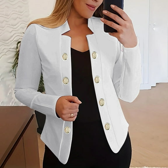 ZHENHONG Suit Jacket for Women, Womens Fall Business Casual Fall Long Sleeve Notch Cardigans Coat Open Front Slim Fit Work Cropped JacketsJackets for Women