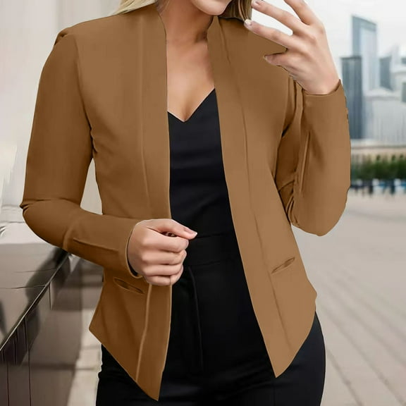 ZHENHONG Suit Jacket for Women, Autumn And Winter Small Suit Long Sleeve Solid Color Cardigan Jacket Jacket SuitJackets for Women