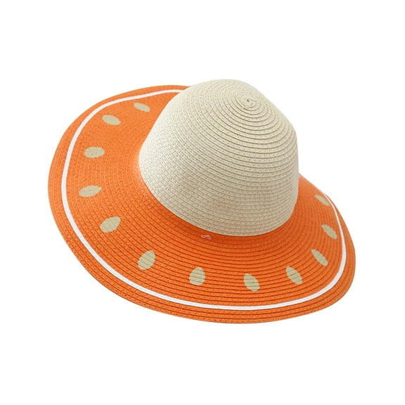 ZHENHONG Sun Hats for Girls Cute Baby Outdoor Watermelon Print Sunscreen Bucket Hat Casual Cozy Headwear Orange
