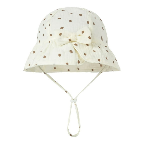ZHENHONG Sun Hats for Girls and Boys Baby Cotton Cartoon Printing Bow Sun Hat 0-12 Months Casual Printed Headwear White 3