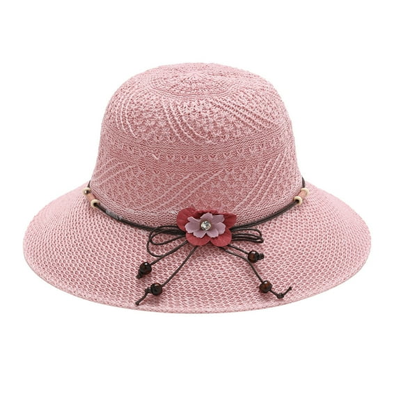 ZHENHONG Sun Hats for Women Foldable Fashion Bowknot Bucket Hat Beach Straw Sun Hat Casual Solid Color Headwear Purple