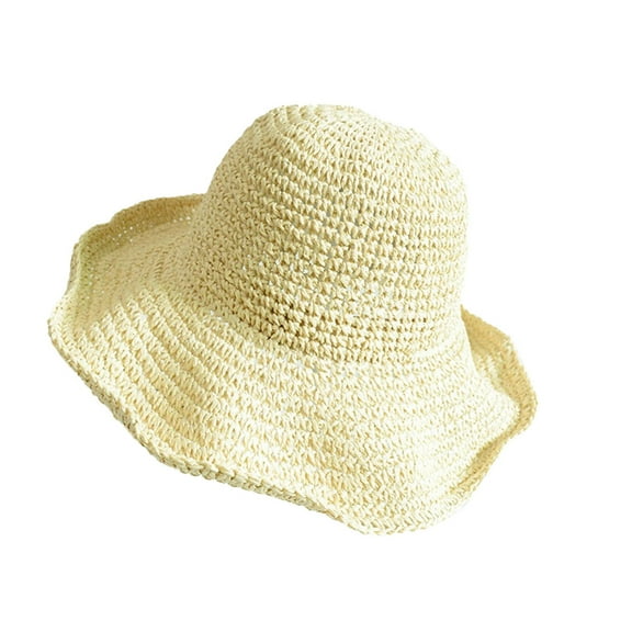 ZHENHONG Sun Hats for Women Handmade Hollow Straw Hat Cowboy Hat With Curled Brim And Raised Edge Papyrus Beach Hat Sunscreen Hats