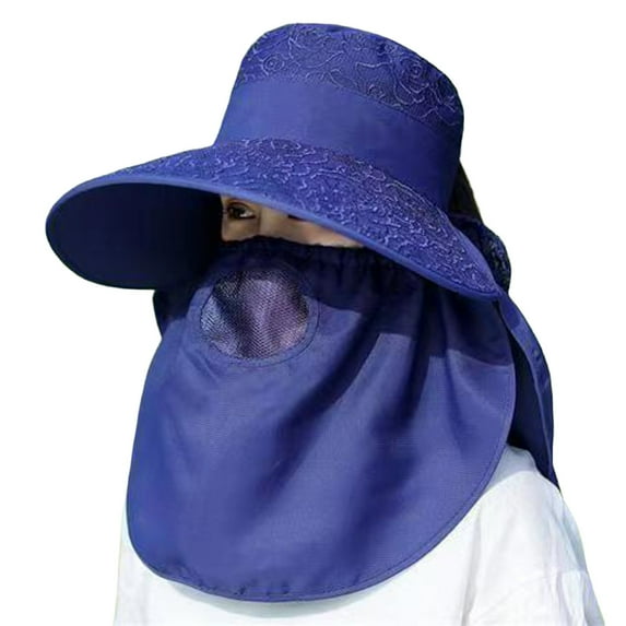 ZHENHONG Sun Hats for Women Summer Adjustable Outdoor Cycling Sunshade Bucket Hat Casual Solid Color Headwear Navy