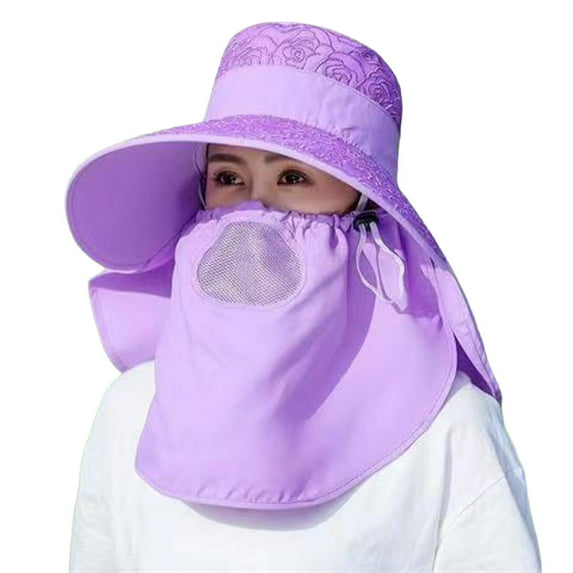 ZHENHONG Sun Hats for Women Summer Adjustable Outdoor Cycling Sunshade Bucket Hat Casual Solid Color Headwear Purple
