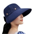 thumbnail image 1 of ZHENHONG Sun Hats for Women Summer Floppy Outdoor Sun hat Fashion Wide Brim Bucket Hat Casual Solid Color Headwear Navy, 1 of 4