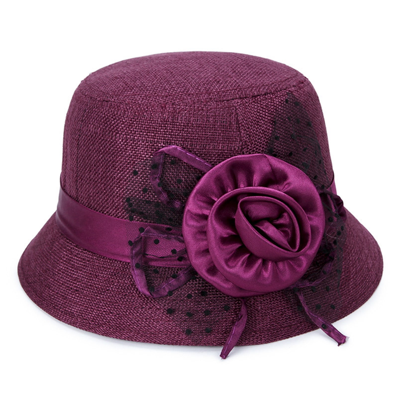 Vintage Wool Felt Bucket Cloche Bowler Church Wedding Fascinator Hat Winter ORIDOOR Women Vintage Wool Felt Flowers Bucket Cloche Bowler  main image 4