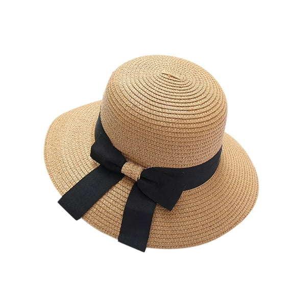 ZHENHONG Sun Hats for Women Wide Brim Straw Beach Hat Solid Foldable Ladies Bucket Hats Casual Headwear Khaki