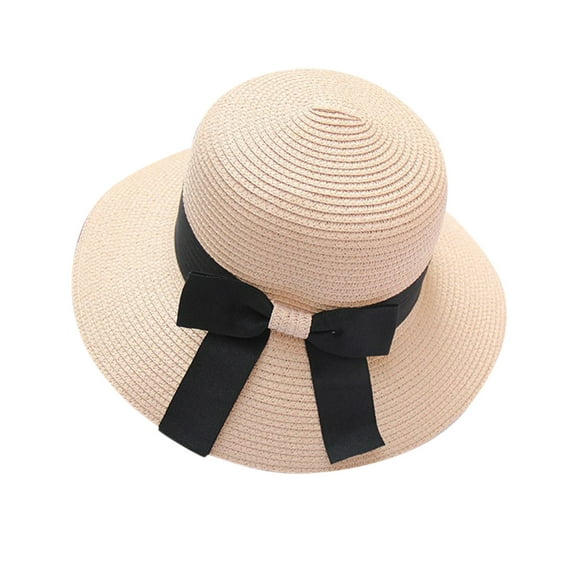 ZHENHONG Sun Hats for Women Wide Brim Straw Beach Hat Solid Foldable Ladies Bucket Hats Casual Headwear Pink