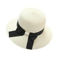 thumbnail image 1 of ZHENHONG Sun Hats for Women Wide Brim Straw Beach Hat Solid Foldable Ladies Bucket Hats Casual Headwear White, 1 of 3