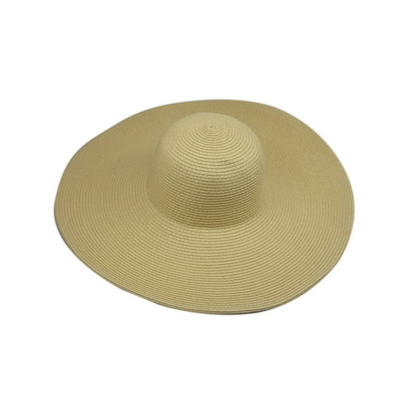 ZHENHONG Sun Hats for Women Wide-Brim Sunscreen Straw Hat Folable Floppy Beach Cap Casual Solid Color Headwear Beige
