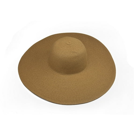 ZHENHONG Sun Hats for Women Wide-Brim Sunscreen Straw Hat Folable Floppy Beach Cap Casual Solid Color Headwear Khaki