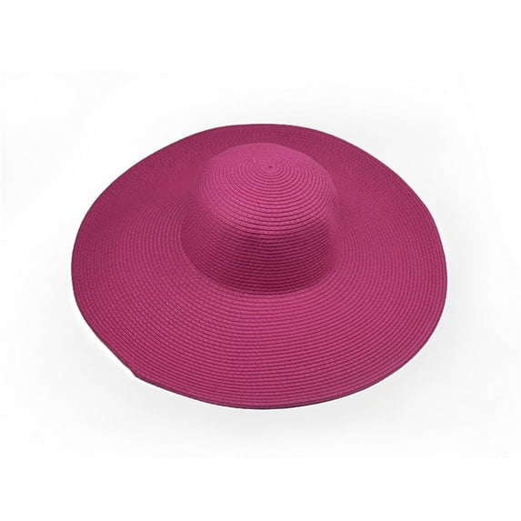 ZHENHONG Sun Hats for Women Wide-Brim Sunscreen Straw Hat Folable Floppy Beach Cap Casual Solid Color Headwear Purple